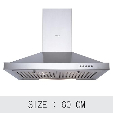 Elica 60 cm 875 m3/hr Chimney (Pyramid Plus 60, 2 Baffle Filters, Steel/Grey)