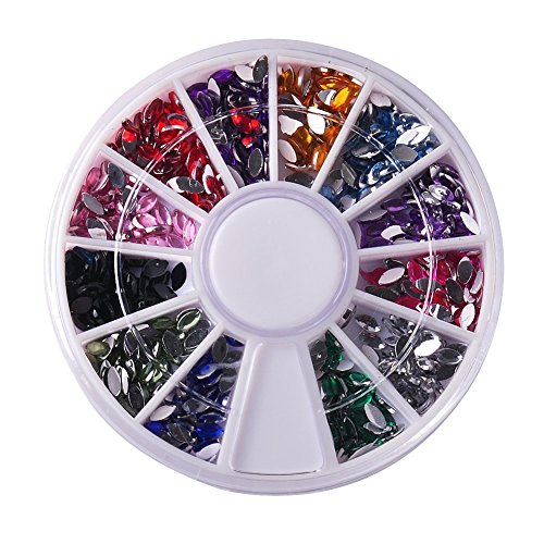 Biutee 10 Wheels nail art decor accessories Nail Rhinestones Premium Manicure Nail Art Decorations Total of 15000 Gems Nail Tools