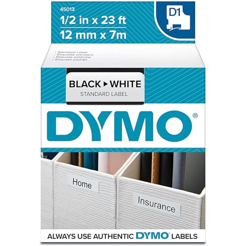 Dymo D1 Standard Labelling Tape 12mm x 7m - Black on White