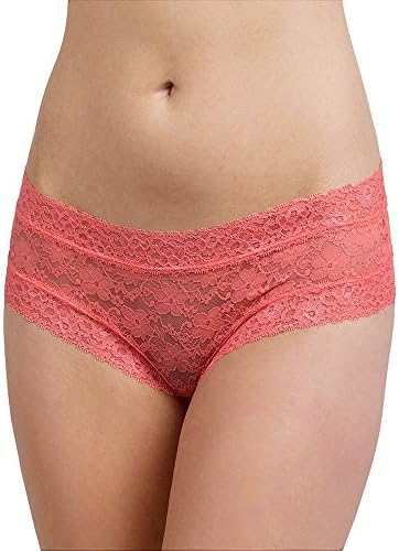 Qeeni Women's Sexy Hipster All Over Lace Panties (Large, Peach)
