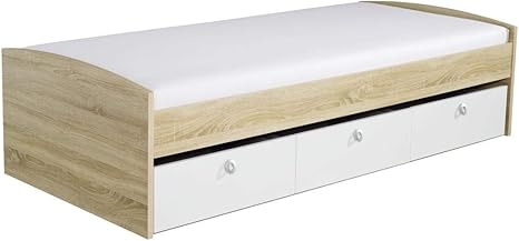 Rauch Bett Mit Schubladen 90x200 Cm Weiss Alpin Eiche Sonoma Nachbildung Stellmass Lxbxh 206x94x54 Cm Amazon De Kuche Haushalt Wohnen
