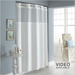 Dobby Pique Mystery Hookless Fabric Shower Curtain 0877003006779