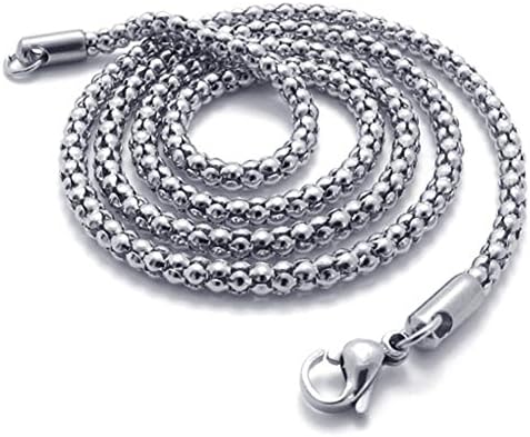 TEMEGO Jewelry Mens Stainless Steel Necklace Vintage Wide Chain Necklace, Silver, 3mm, 26-32 inch