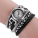 Malltop Vintage Bling Crystal Braided Winding Wrap Chain Bracelet Dial Quartz Wrist Analog Watch Pretty Gift for Teenager