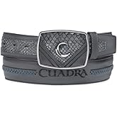 CUADRA | Men’s Cowboy Belt Genuine Python & Bovine Leather with Metal Buckle CV507PH Black