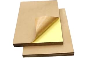 Kraft Sticker Paper Labels 200pcs Sticker Paper for Printer A4 Kraft Adhesive Label Printing Stickers Full Sheet Self-Adhesiv