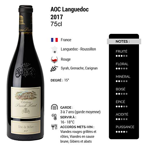 Chateau-Puech-Haut-Tete-de-Belier-Rouge-2017-Appellation-AOC-Languedoc-Vin-Rouge-du-Languedoc-Roussillon-Cepages-Syrah-Grenache-Carignan-Lot-de-6x75cl