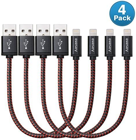 AASAMA 8 Inches Lightning To USB Charge and Sync Cable for iPhone iPad and iPod(4Pack)