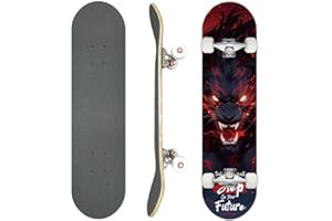 VIGVITSPO Professional Double Kick Skateboard, 31 inch Maple Deck, ABEC-9 Bearings, 95A PU Wheels, Custom Graphic Design