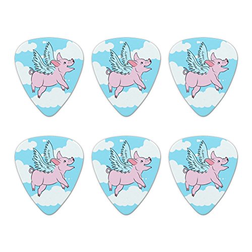 Flying Pig in the Clouds Novelty Guitar Picks Medium Gauge - Set of 6