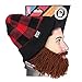 Beard Head Lumberjack Plaid Beanie - Original Handmade Knit Hat and Removable Brown Beard