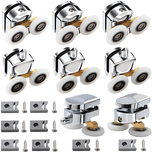 8 Sets Shower Door Rollers Shower Door Rollers for Sliding Doors Diameter 25 mm, Sliding Door, Shower Door Wheels, Rail Roller, Glass Shower Screen (4top and 4bottom)