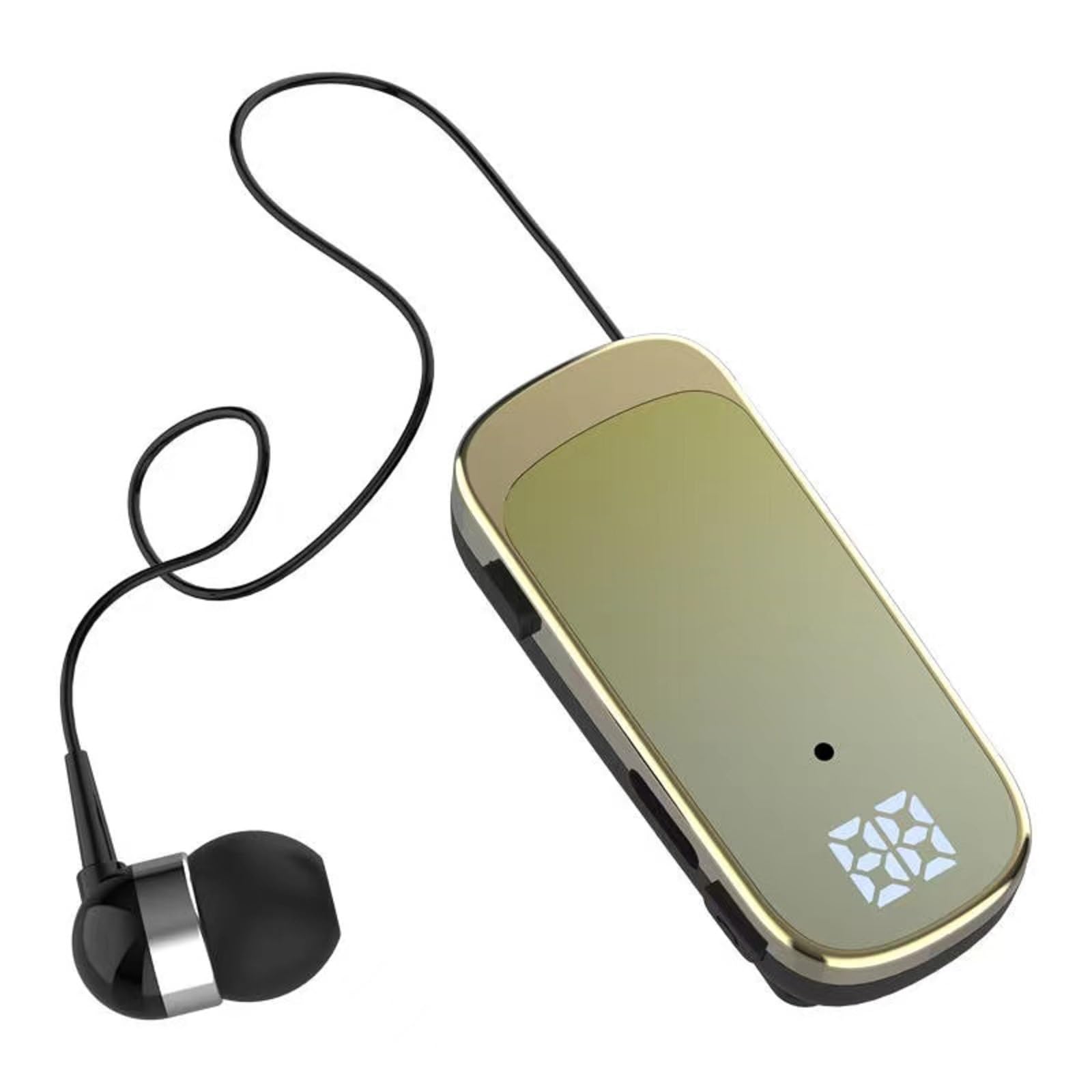 Wireless Bluetooth Headset with Microphone Bluetooth Hands Free Earpiece Single In Ear Work Headphones Blue Tooth Headphones Wired with Mic Clip on Earphones Retractable Men Suit Lapel Clip Ear Phones