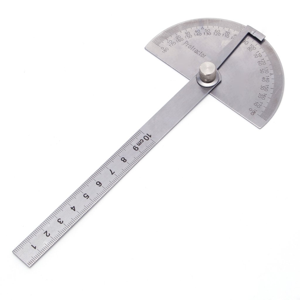 YDZN Protractor Angle Finder Ruler, Metal Stainless Steel Gauge, 10cm