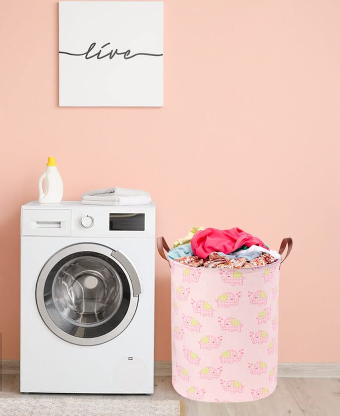 ESSME Pink Laundry Hamper,Elephant Hamper Waterproof Baby Laundry