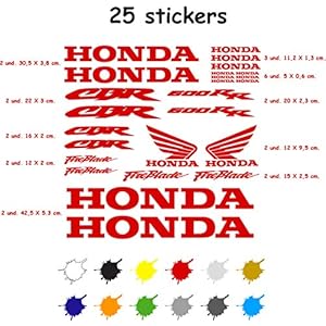 Aufkleber-Set für Motorrad, Vinyl, 7 Jahre, gestanzt, kompatibel mit Honda CBR 600 RR Enthält 25 Aufkleber
