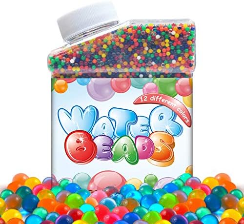 Intersone Water Beads Pack 12 Color Rainbow Mix Soft Crystal, for Kids Tactile Sensory Toy, Vases, Plants & Home Decoration, Jelly Growing Pearl Balls, Great for Wedding, Party, Pool, Guns