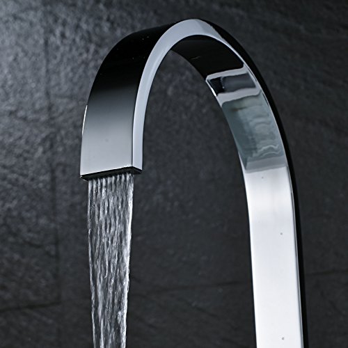 Rozin Two Handles Bath Mixer Taps Widespread Waterfall Bathroom Sink Faucet or Bath Tub Faucet Chrome Unique Designer Vanity Cooper Plumbing Fixtures Roman Tub Faucets Glacier Bay Faucets