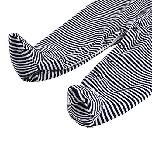 Baby Footed Pajamas with Mittens - 3 Packs Boys Baby Footie Onesies Sleeper Newborn Cotton Sleepwear Infant Outfits (3-6 Months, Grey/Stripe/Excavator) - Thumbnail 6
