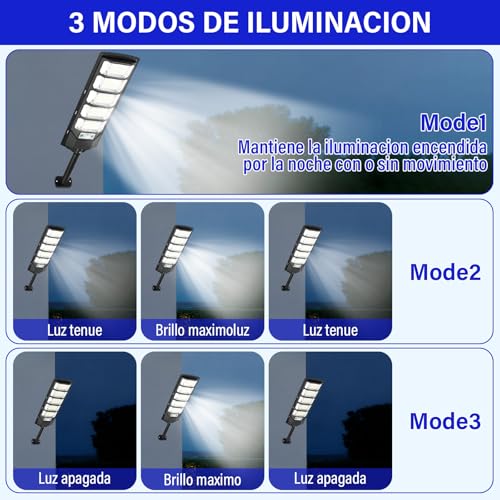 KIROGILY Lamparas Solares Exterior, 240 LED 6500K Lúmenes con Sensor de Movimiento, Luces Solares para Exterior Jardin, IP65, Lámpara Solar con 3 Modos de Iluminación y Mando a Distancia 2pcs