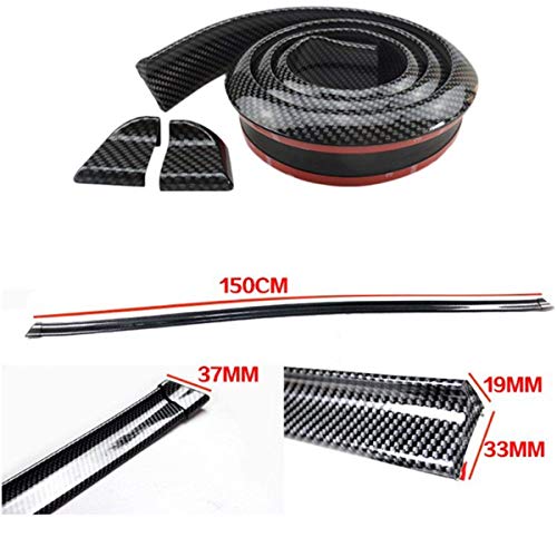 COOL·CAR 4.9ft (150cm) Universal Black Carbon Fiber Trunk Spoiler Lip Kit Car Rear Spoiler Exterior Rear Spoiler Kit Universal Fits for Most Cars Punch-Free Installation (Carbon Black long150cm)