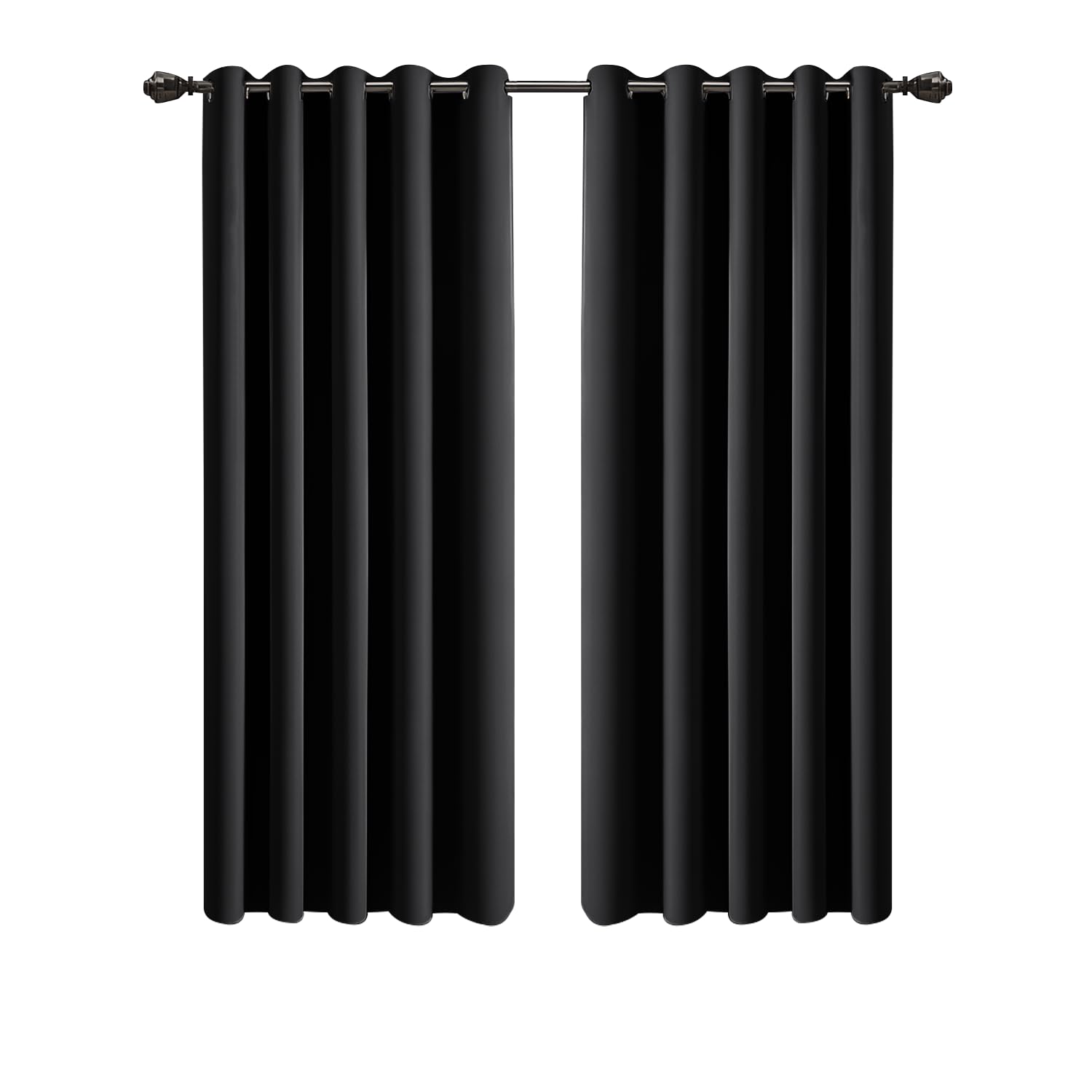 Imperial Rooms Eyelet Blackout Curtains for Bedroom 66x54 Inch Black Curtains for Living Room Thermal insulated and Energy Saving 2 Panels with Tiebacks — image 1