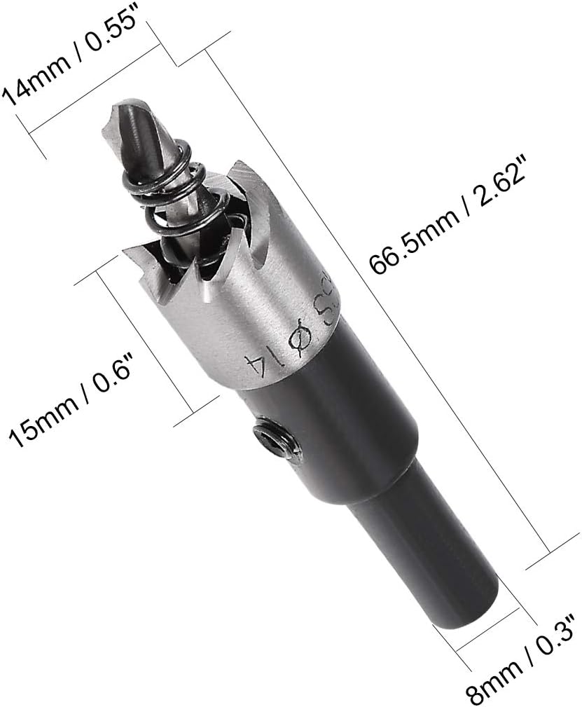 sourcingmap 4 Pcs 14mm High Speed Steel HSS Drill Bit Hole Saw for Metal Alloy Wood, Black, Silver - Image 3