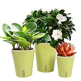 Vencer Self Watering Planter (3 Pack) Modern Decorative Planter Pot for All House Plants Flowers, Herbs,African Violets,Succulents,Green,VF-066G