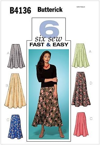 Butterick Patterns B4136 Size 14-16-18 Misses Petite Skirt, Pack of 1, White