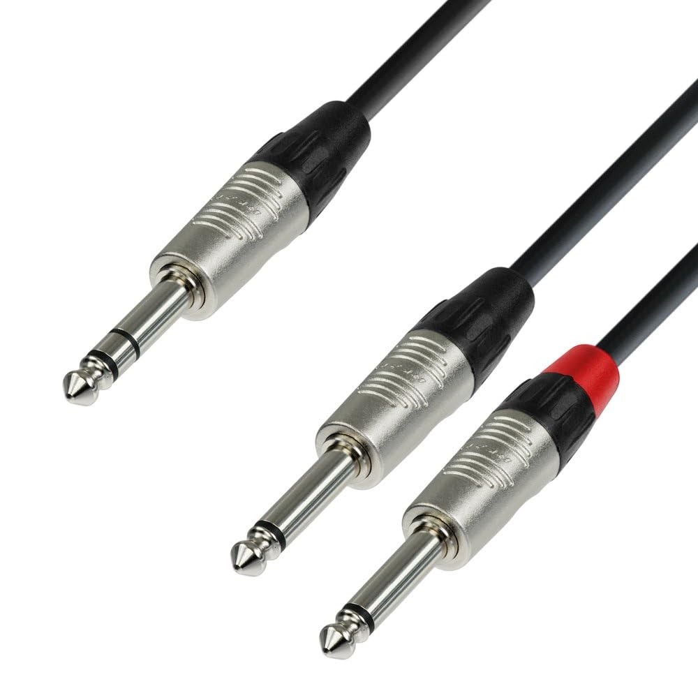 Adam Hall 4 Star Series 3m Rean 6.3mm Jack Stereo to 2x 6.3 Jack Mono Audio Cable