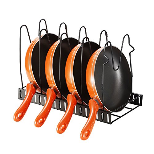GEYUEYA Home Pan Pot Organizer Heavy Duty Height Adjustable Cookware Rack Holder for Kitchen Cabinet Pantry and Countertop - Easy Assembly