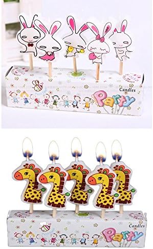Creative and Lovely animal Cake Candles Smokeless Candles Cake Decoration 2 Different Patterns 10Pcs a Set - 5Pcs of Pony and 5Pcs of Lovely Rabbit