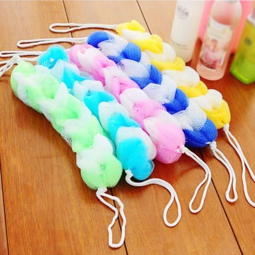 2 Pcs Bath Shower Scrubber Mesh Sponge Body Brush Rope Loop For Easy Hanging. Durable, Long Lasting Material. Great Liquid Soaps And Wash.