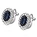Yoursfs Sapphire Clip On Earrings for Women Platinum Plated Oval Halo Navy Crystal Antique CZ Earring
