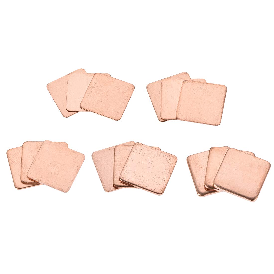 sourcing map Flat IC Chipset Thermal Copper Heatsink for CPU GPU RAM 15 x 15mm with Thickness 0.3/0.5/0.8/1.0/1.5mm Total 15pcs