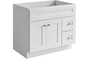 Design House Brookings 36 Inch Bathroom Vanity, Freestanding Bathroom Sink Cabinet - Solid Wood Bathroom Vanity Cabinet, White