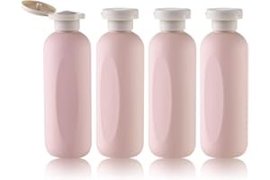 owlyee 6.7oz Travel Shampoo Bottle, Empty Plastic Squeeze Bottles with Flip Cap, 4PCS Lotion Container for Toiletries (200ml, Pink)