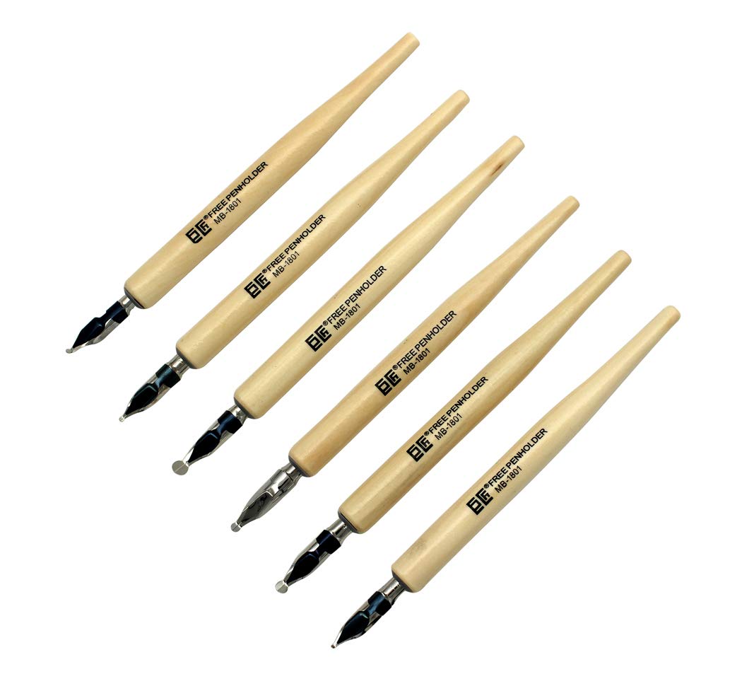 Hillento Comic Dip Pen Set, 6 Wooden Pen Handler Artist Cartoon Pen Set Calligraphy Dip Pens with 6 Nibs - Great for Manga/Comic/Calligraphy/Word Art/Pen-and-Ink Drawing