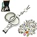Floating Locket Charm Lanyard Twist Screw Open with Badge ID Holder Keychain Name Stainless Steel 30 Inch Necklace Rolo Chain W/No Repeat 50pcs Floating Charms Lot (Random) + Gift Box (Twist Style)