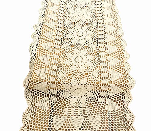 Laivigo Handmade Crochet Lace Table Cloth Doilies Doily,Rectangle,16 x 24 Inch,Beige - Thumbnail 6