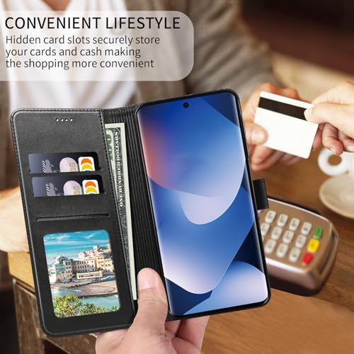 WAURZ Case for Xiaomi Redmi Note 15 4G/5G, Case with Card Holder Flip Wallet Leather Pouch Protective Flip Cover Case Black