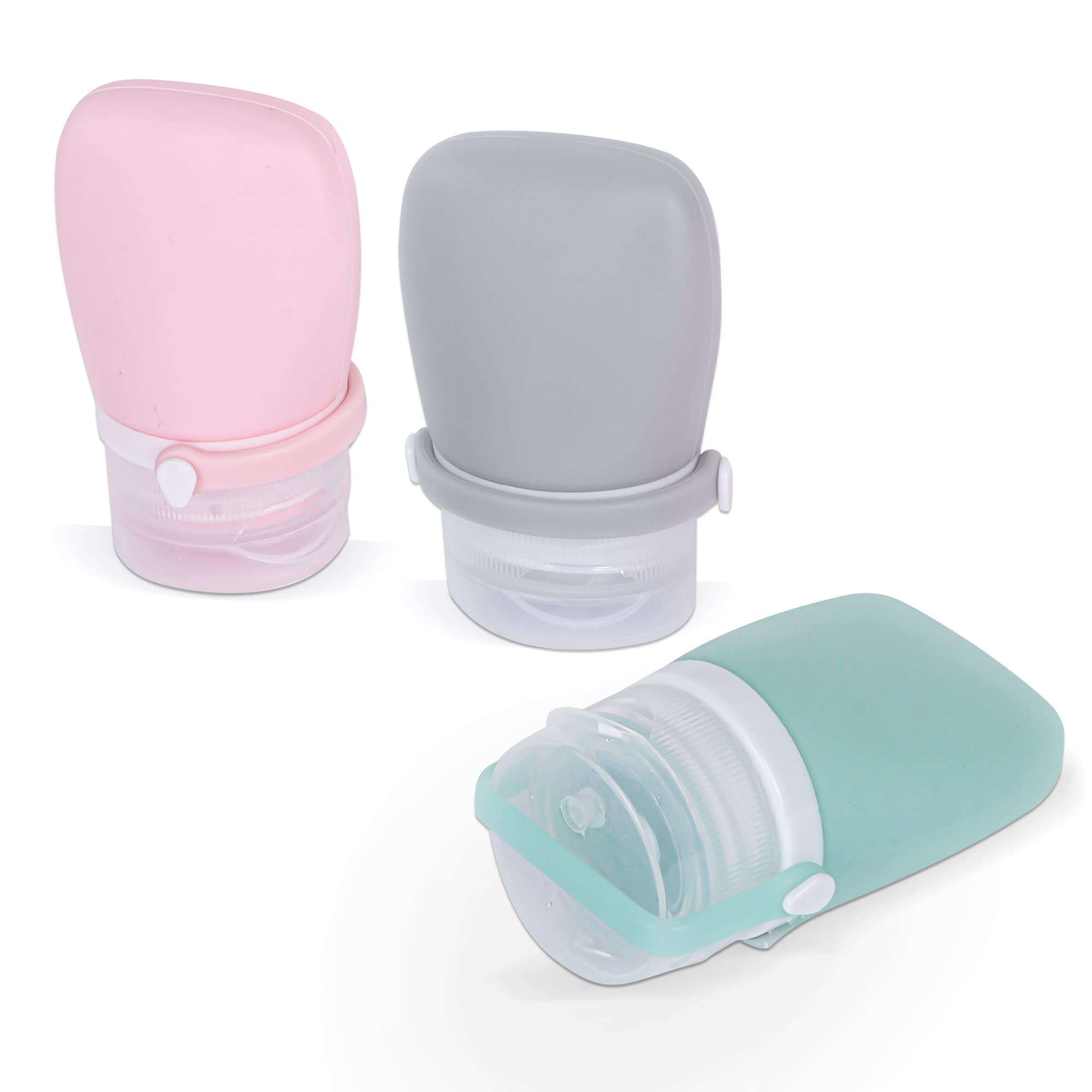 NiCoLa Travel Bottle Set Mini Cosmetic Silicone Travel Bottles, 3 PCS 30ml Leak Proof Travel Bottles for Shampoo Conditioner Lotion Toiletries