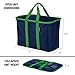 CleverMade SnapBasket XL 40 Liter Reusable Tote Bag with Reinforced Bottom: Collapsible Grocery Shopping Basket, Deep Blue/Kelly Green