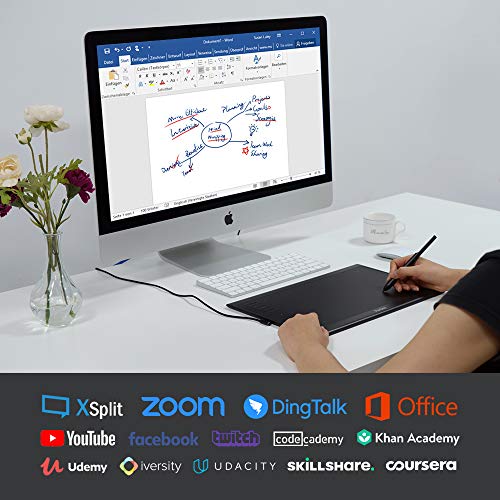 Parblo Graphics Drawing Tablet, 10x 6 Inch Pen Tablet with 8192 Levels Pressure Battery-Free Stylus for Photo Editing, Online Learning, Digital Artwork, Sketching, 10 Customizable Hot-Keys