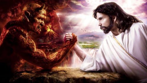 Jesus Versus The Devil Satan XXL ONE PIECE NOT SECTIONS Over 1 Meter Wide Glossy Poster Art PrintSAME DAY SHIPPING by BDP