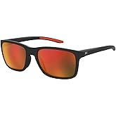 Under Armour UA0005/S Hustle 0RC2/UZ 58MM Black Orange/Red Multilayer Rectangular Sunglasses for Men +BUNDLE with ACCESSORY EYEWEAR KIT