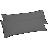 ROYALE LINENS Body Pillow Cover - Double Brushed 1800 Microfiber - 20"x54" with Hidden Zipper Closure - Wrinkle & Fade Resistant - Super Soft Body Pillowcase 2 Pack (Grey, Pack of 2)