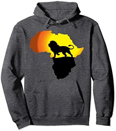 Unisex Africa Hoodie Lion Map Dad South Animals Big Five Safari Medium Dark Heather