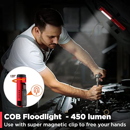 WORKPRO Rechargeable Pen Light, 450 Lumen LED Flashlight with 365 nm UV