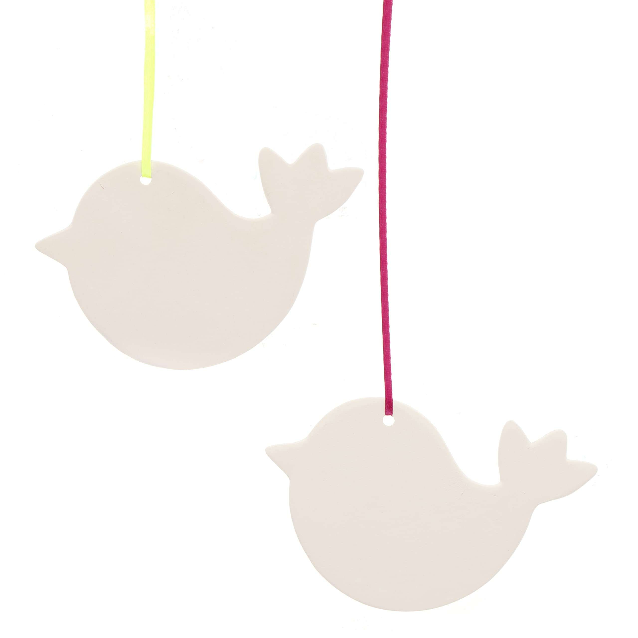 Baker Ross AX829 Craft Bird Decorations - Pack of 5, Design our own Ceramic Hanging Decorations Arts and Crafts for Kids